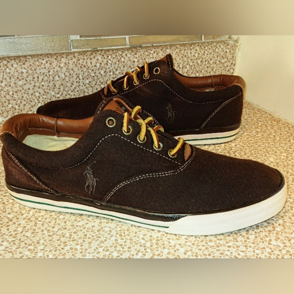 Polo Ralph Lauren "Vaughn"  Chocolate Flannel shoes .